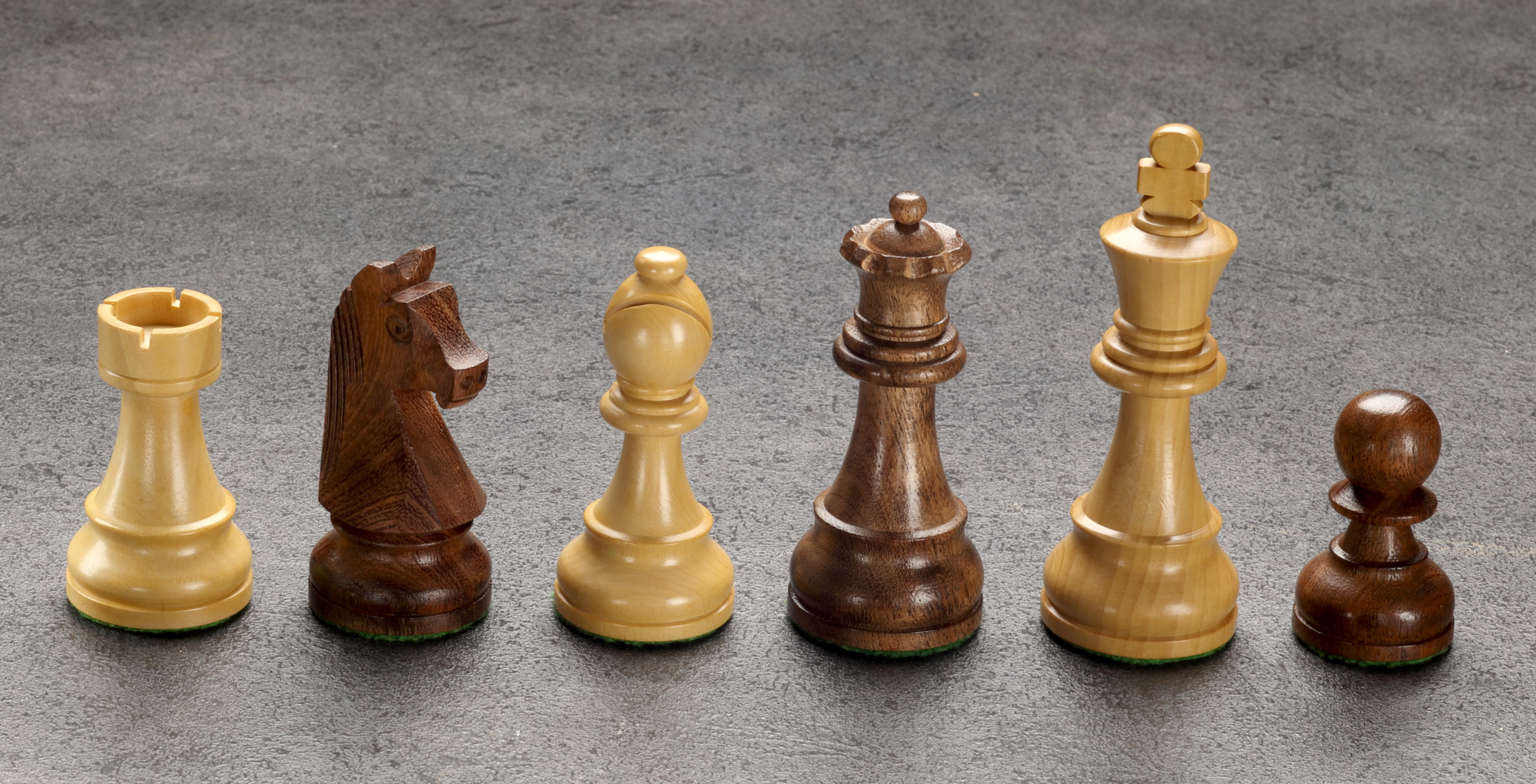 Schachfiguren in Akazie/Buchsbaum, Königshöhe 95 mm, Klassischer Staunton, gewichtet