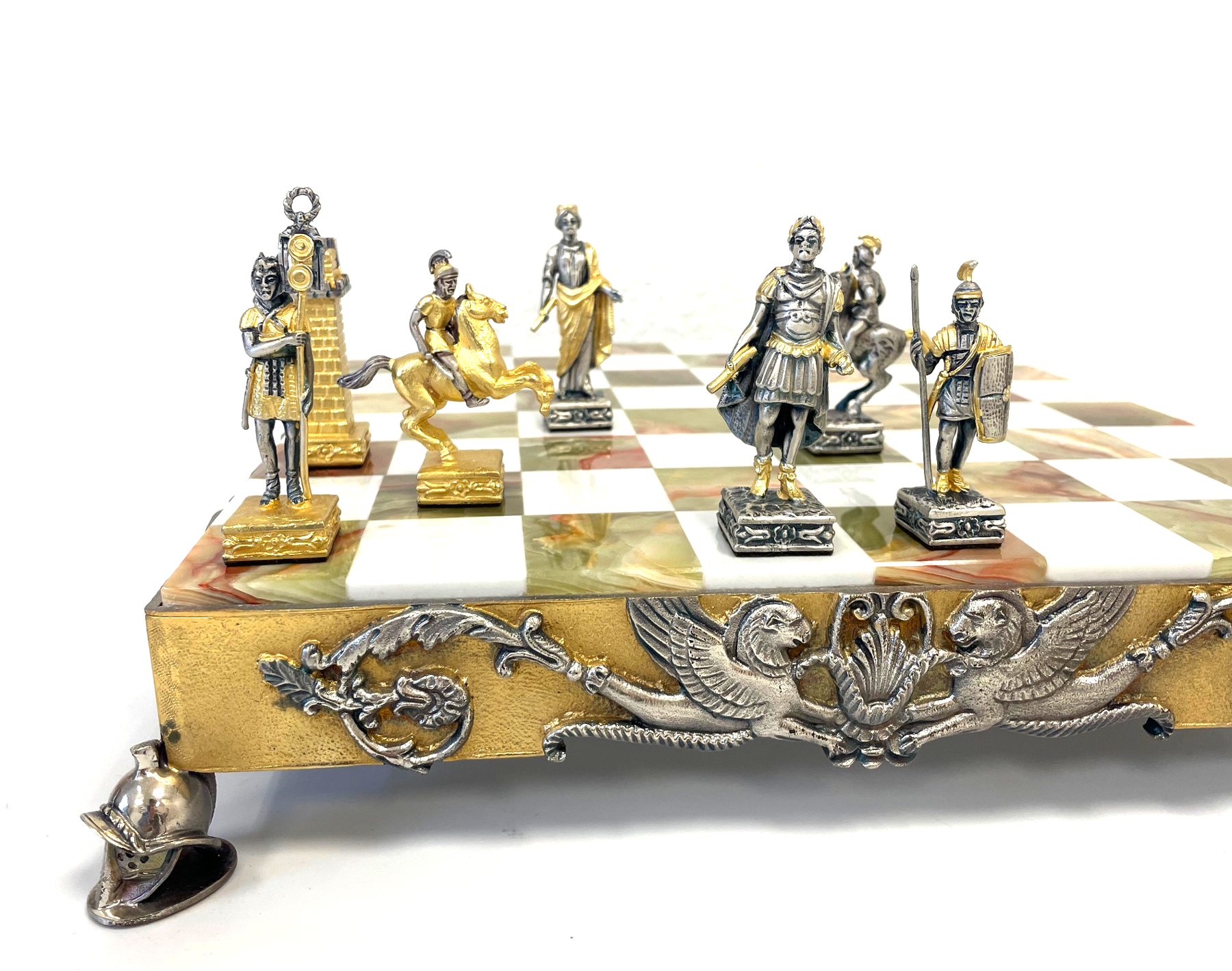 Römisches Imperium Schachset Schachfiguren mit Schachbrett, Handgefertigt