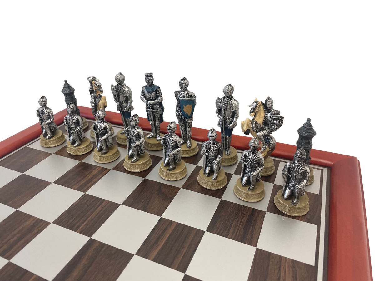 Schachset Ritter Mittelalter, Schachspiel mit Schachbrett
