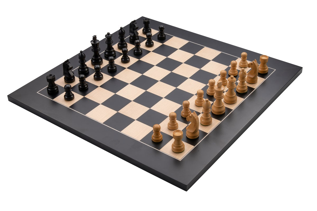 Schach-Set Level 4 schwarz, Könighöhe 83 mm, mit Schachbrett  50 cm