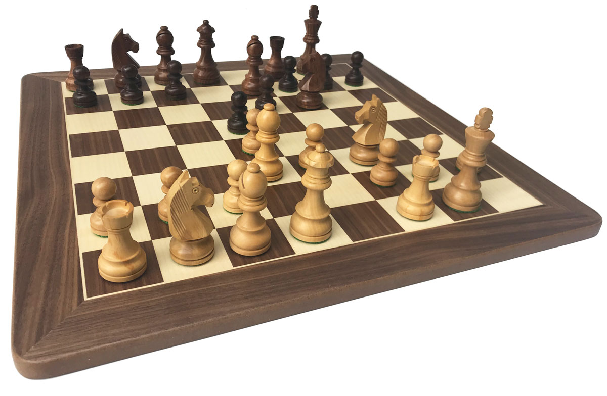Schachset Staunton Classic König 95 mm, Schachfiguren mit Schachbrett 52x52 cm