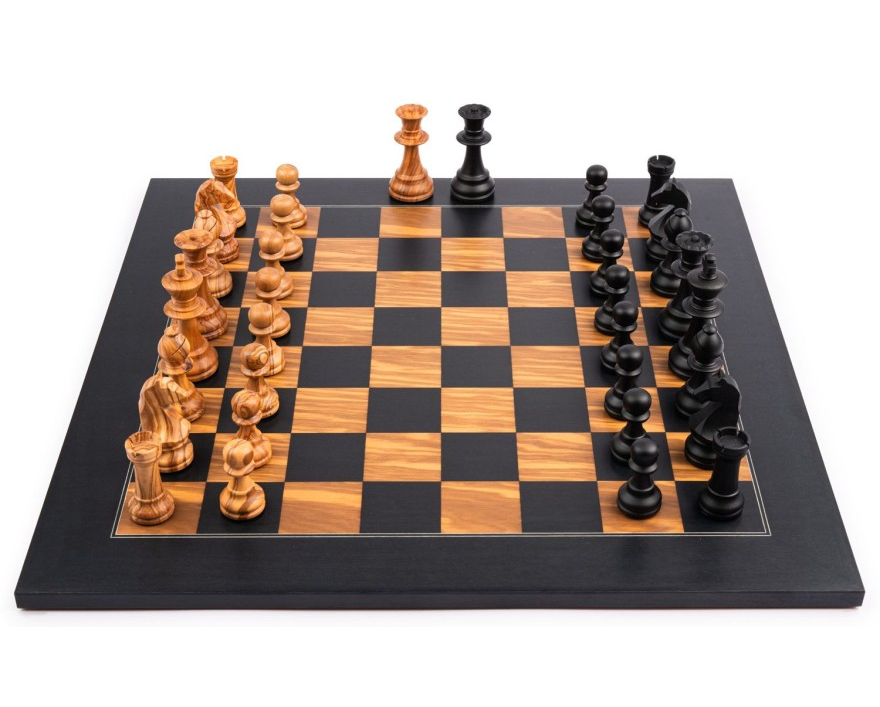 Schach Set Top Class, Olivenholz und Buchsbaum Königshöhe 95 mm
