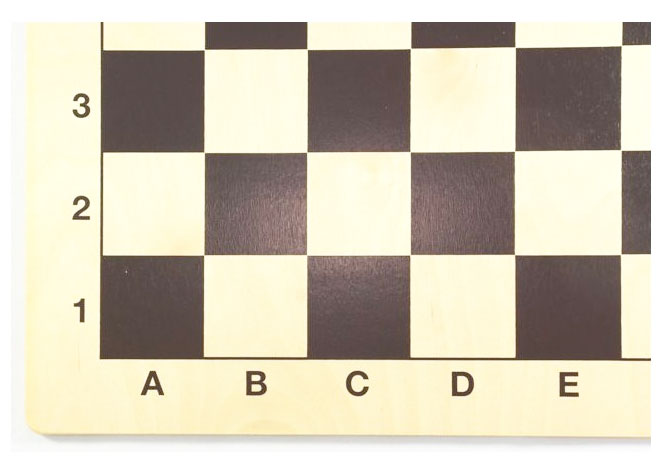 Schachbrett aus Birkenholz, schwarz mit Zahlen und Buchstaben, 39x39cm