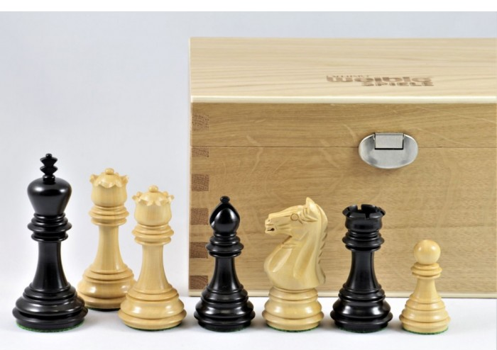 Schachfiguren-Imperial-Buchsbaum-schwarz-und-Natur-Koenigshoehe-95-mm-mit-Kasten