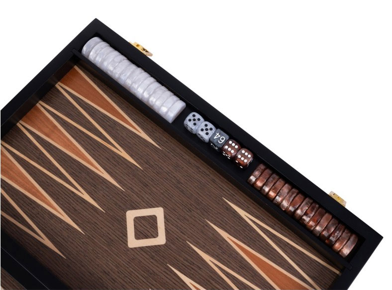 Backgammon Set - Exklusive Kassette aus Nussbaum 45,5 x 26 cm