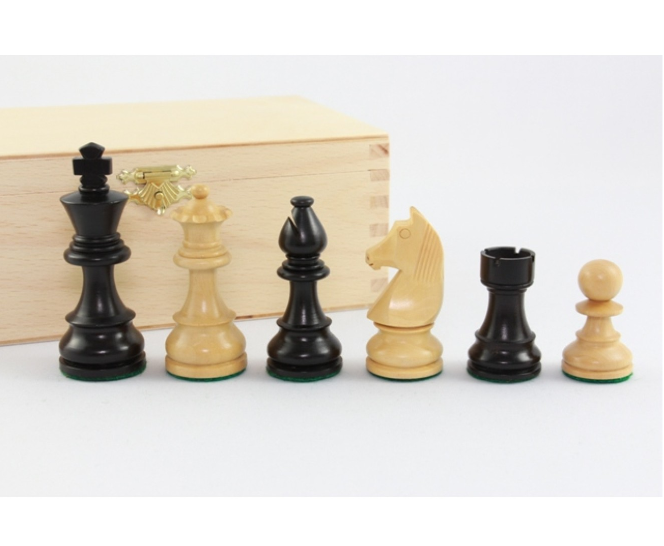 Schachfiguren Staunton schwarz 95 mm beschwert