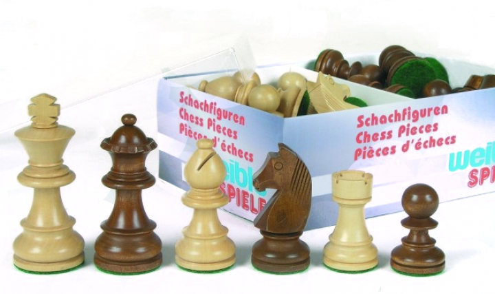 Schachfiguren Staunton braun 63 mm, in Kartonverpackung