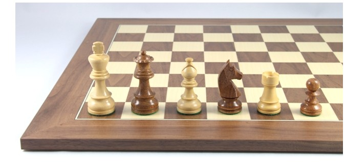 Schach Set No. 2/13 aus Akazienholz und Buchsbaum, Königshöhe 76 mm