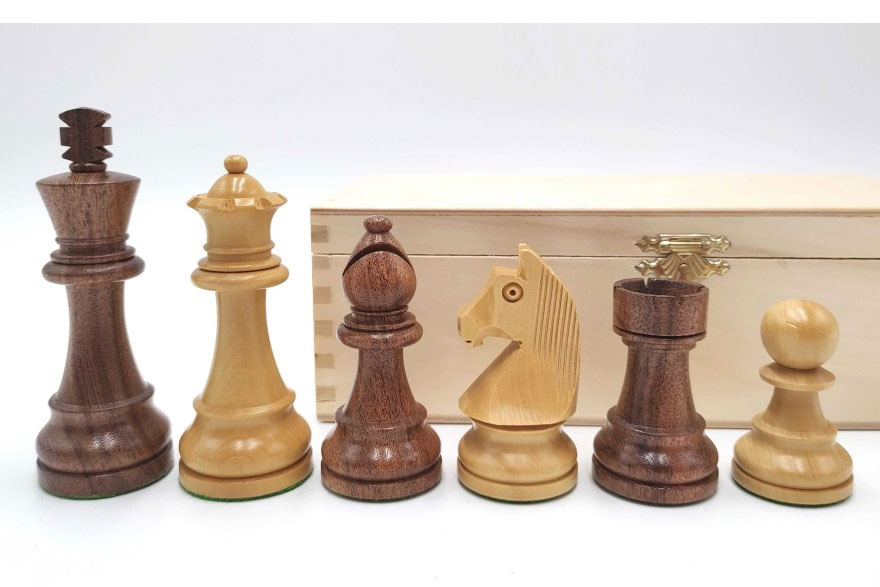 Schachfiguren XXL aus Akazienholz und Buchsbaum 115 mm, beschwert