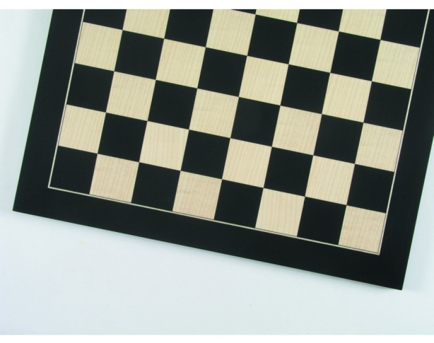Schachbrett Anigré schwarz und Ahorn, Intarsie, Feldgröße 40 mm