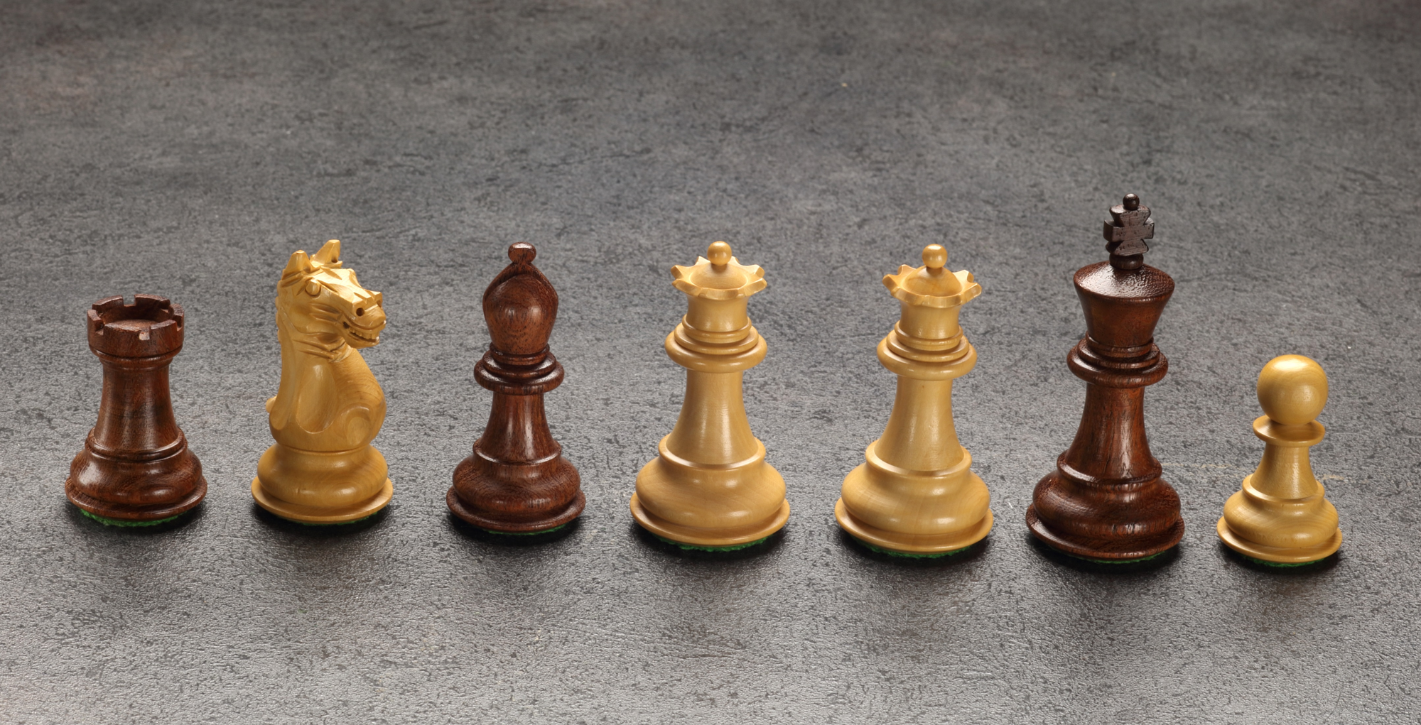 Schachfiguren in Akazie/Buchsbaum, Königshöhe 75 mm, gewichtet, mit doppelt Damen