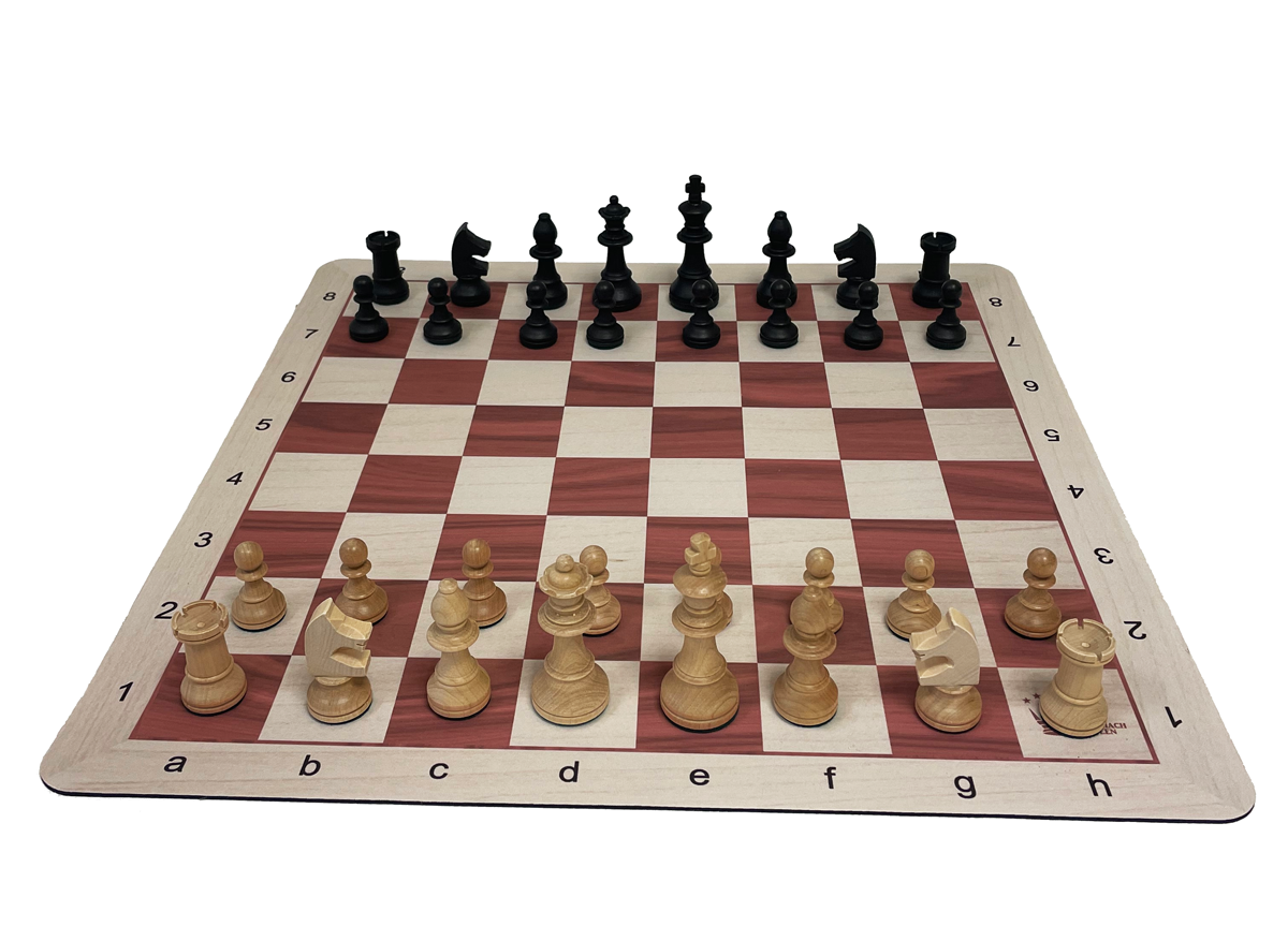 Schachset Staunton Schachfiguren Königshöhe 95 mm, mit rollbaren Schachbrett