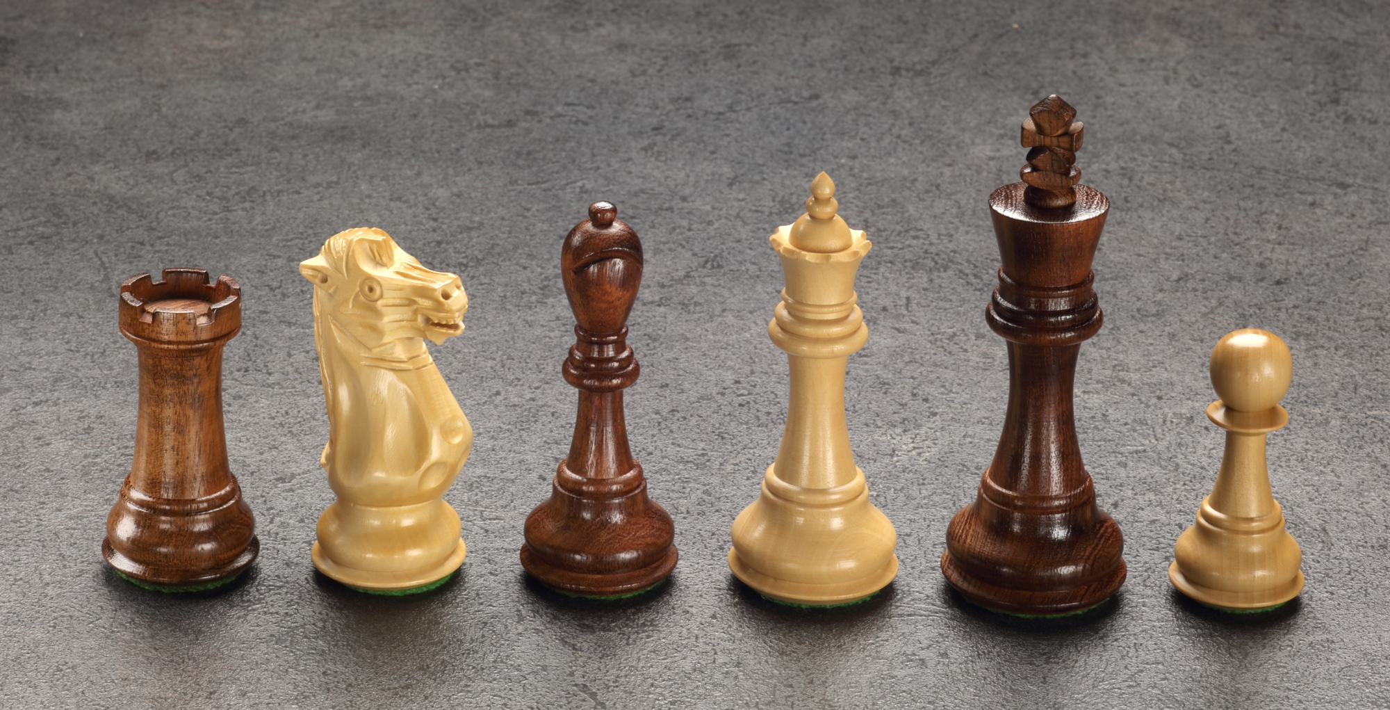 Schachfiguren in Akazie/Buchsbaum, Königshöhe 95mm, gewichtet
