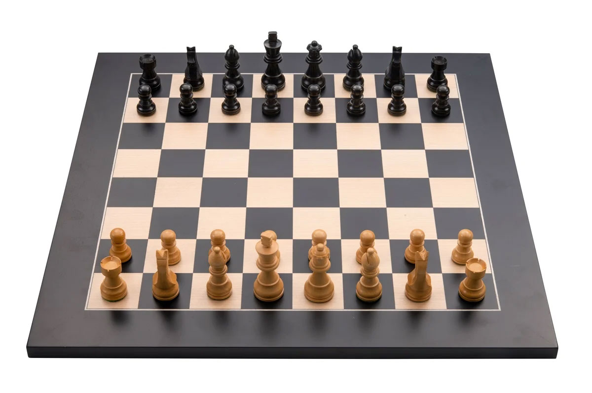 Schach-Set Level 3 schwarz, Königshöhe 76 mm, mit Schachbrett 40 cm