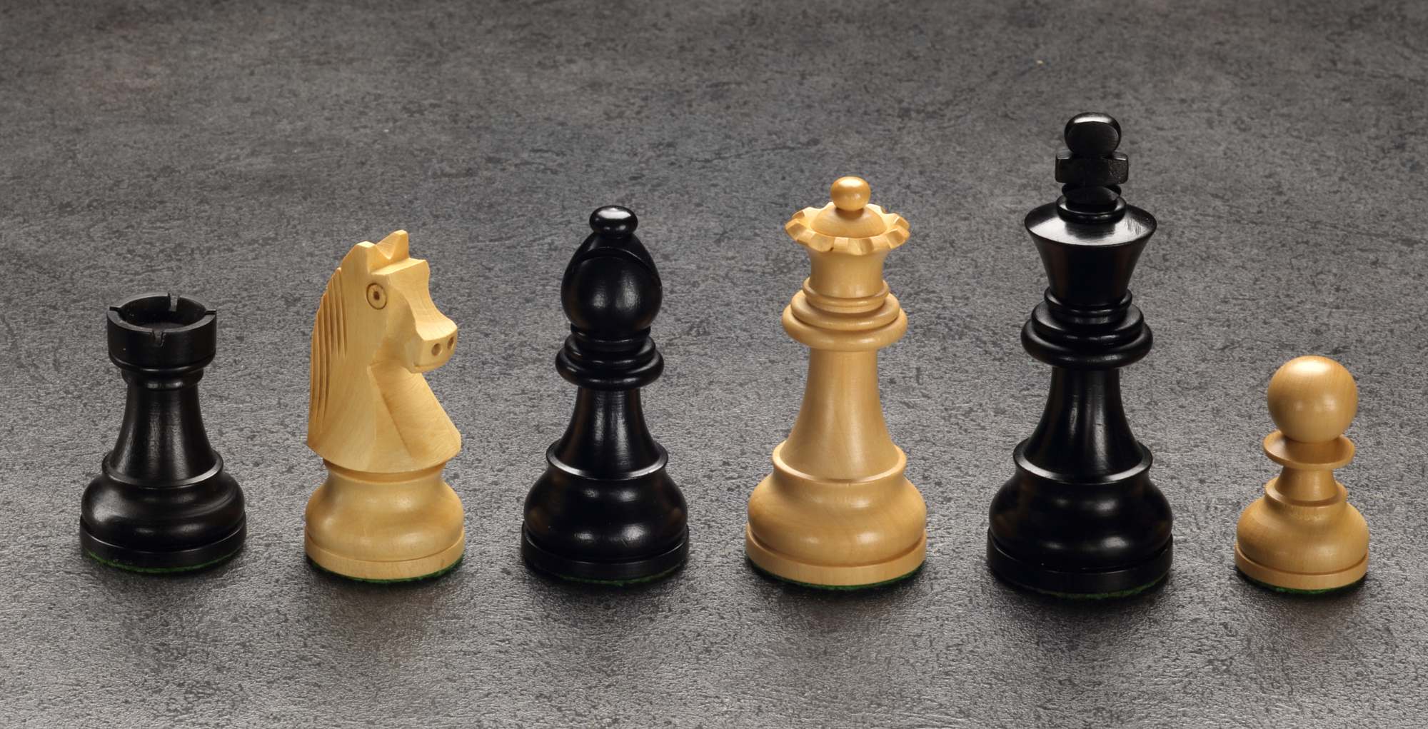 Schachfiguren in Schwarz/Buchsbaum, Königshöhe 85 mm, Klassischer Staunton, gewichtet