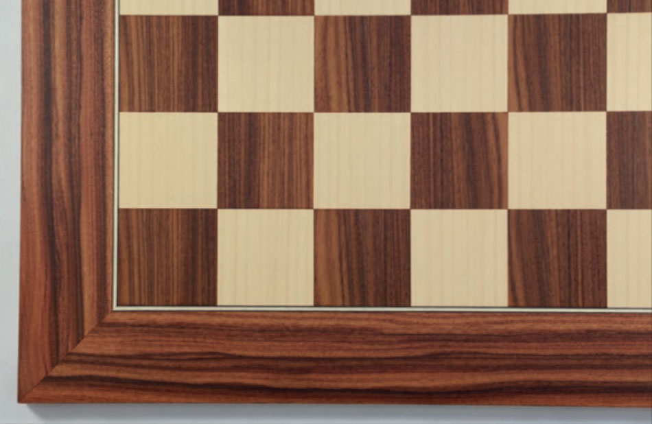 Schachbrett-Mongoy-und-Ahorn-45mm Schachbrett Mongoy und Ahorn, Intarsie, matt lackiert, Feldgröße 45 mm