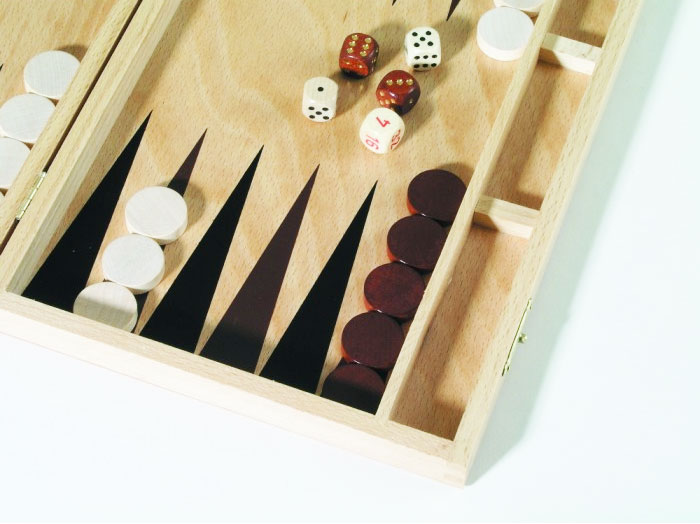 Backgammon aus Buche Natur Holz, 33x23 cm