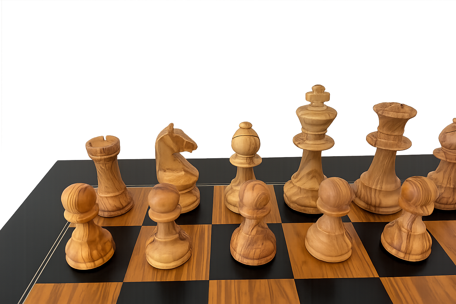 Schach Set Top Class, Olivenholz und Buchsbaum Königshöhe 95 mm