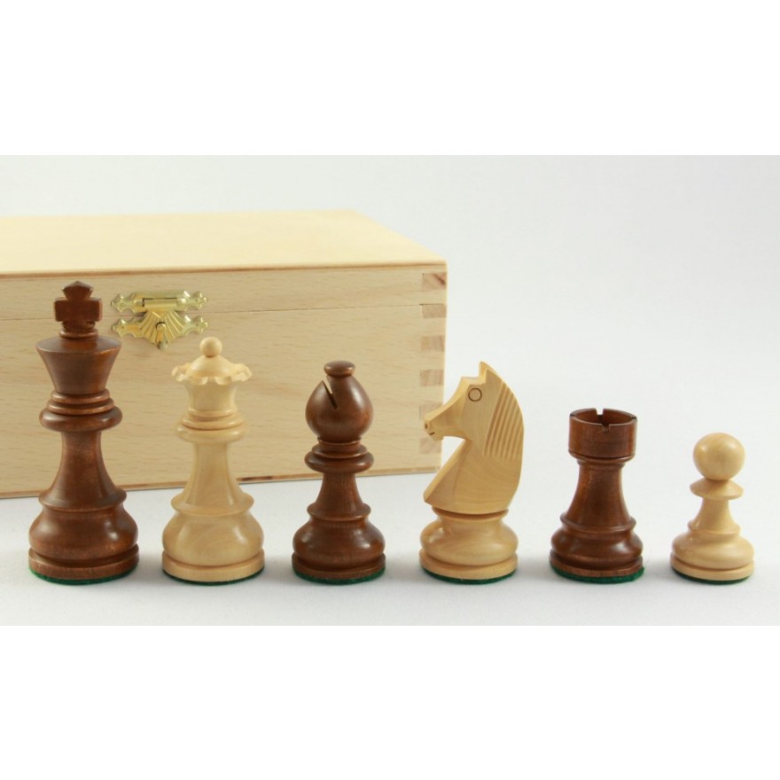 Schachfiguren Staunton braun 89 mm, in Holzkasten