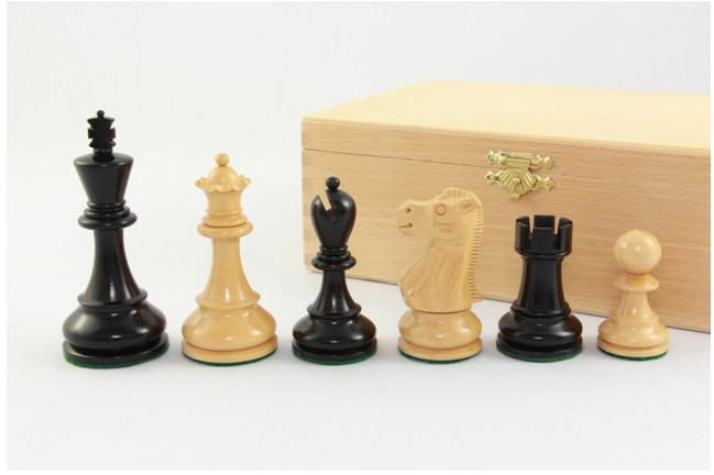 Schachfiguren Original Jaques Staunton 95 mm, mit Buche-Kassette