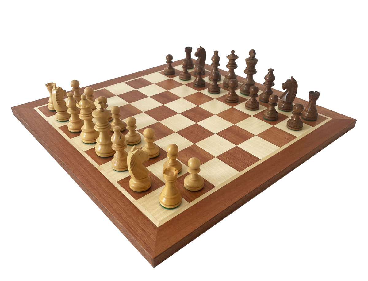 Schachset-Edition-Nr-802-Mahagoni-KH-70-mm-Akazie-in-Geschenkbox