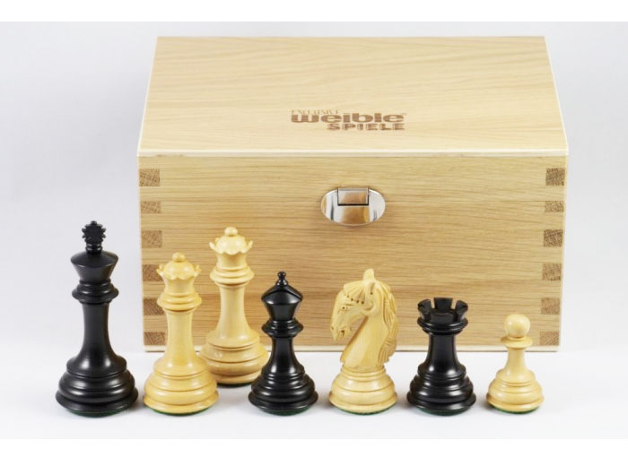 Schachfiguren-Challenge-Buchsbaum-schwarz-und-natur-Koenigshoehe-98-mm-mit-mit-Kasten Shachfiguren 'Challenge' Buchsbaum schwarz und natur, Königshöhe 98 mm, mit Holzkasten