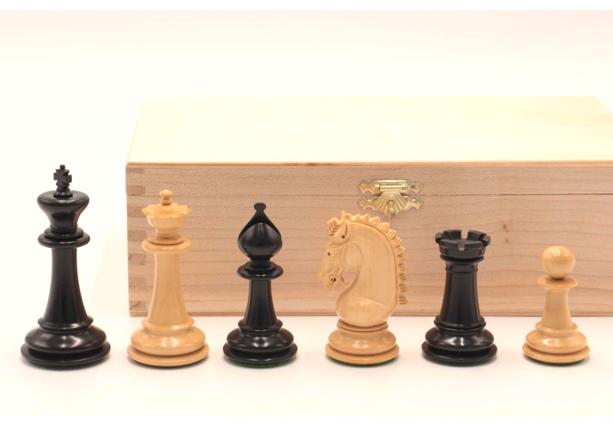 Schachfiguren 'Magnificent' Königshöhe 95 mm, Buchsbaum schwarz und natur, mit doppelt Damen