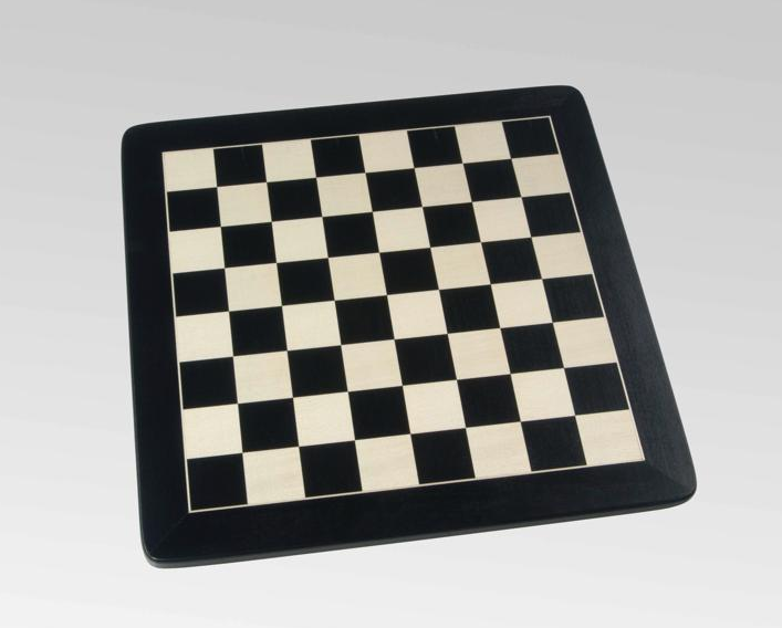 Schachbrett in Schwarz/Ahorn, 1 Zierader und Rahmen, Feldgröße 45 mm