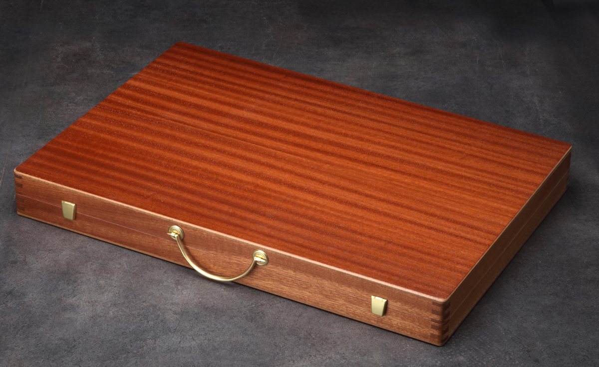 Backgammonkoffer in Mahagoni, groß 46x31 cm