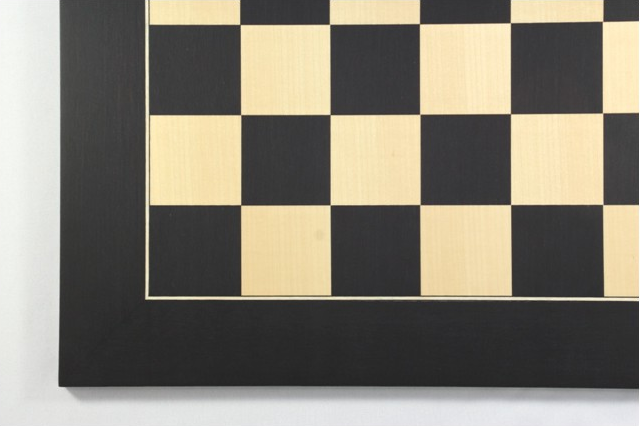 Schachbrett-Anigre-schwarz-und-Ahorn-Intarsie-matt-lackiert-Feldgroesse-55-mm Schachbrett Anigré schwarz und Ahorn, Intarsie, matt lackiert, Feldgröße 55 mm