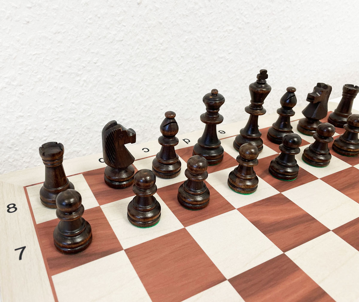Staunton Holz-Schachfiguren Königshöhe 96 mm, mit rollbaren Schachbrett