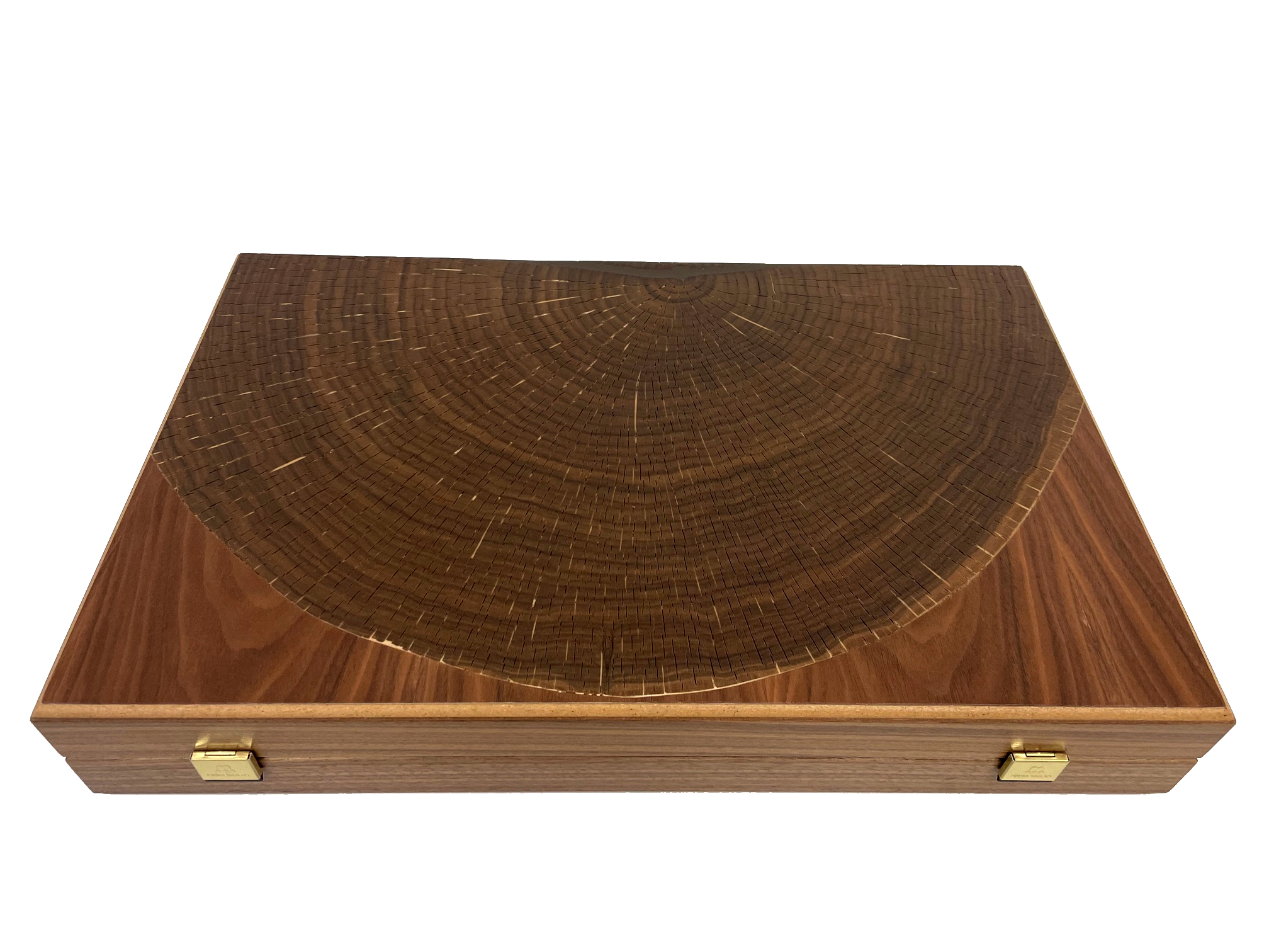 Backgammon Nussbaumholz natürlicher Baumstamm, 48x30 cm