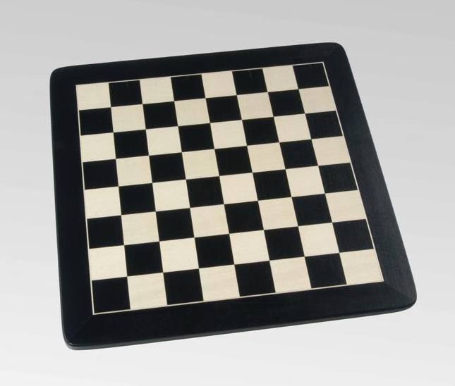 Schachbrett in Schwarz/Ahorn, 1 Zierader und Rahmen, Feldgröße 55 mm Schachbrett in Schwarz/Ahorn, 1 Zierader und Rahmen, Feldgröße 55 mm