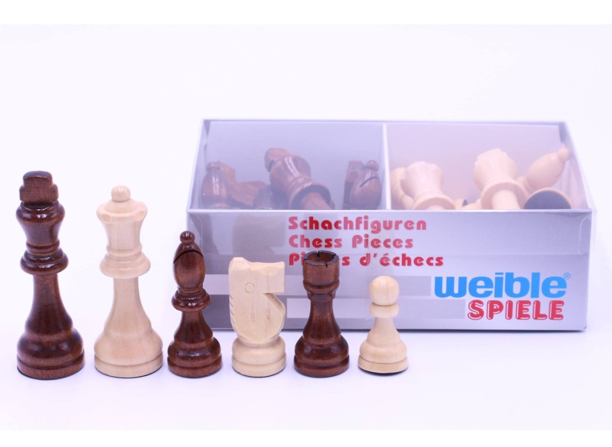Schachfiguren Staunton Form, Königshöhe 87 mm beschwert, braun und natur