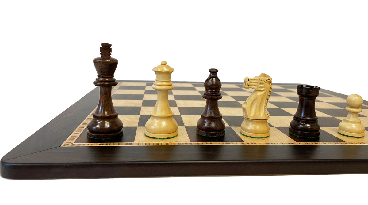 Schachset Ziricote, Staunton Schachfiguren mit Schachbrett 53x53cm