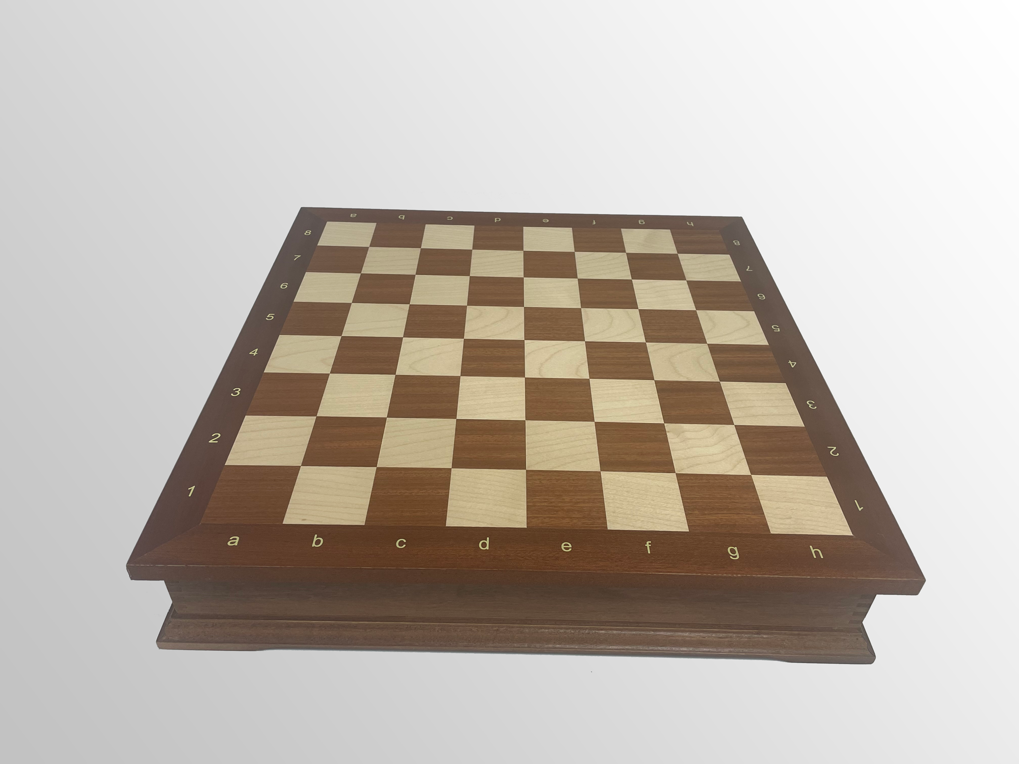 Schachkassette Premium 40x40cm mit Brett, FG 45 , mit Z+B, Mahagoni-Intarsie
