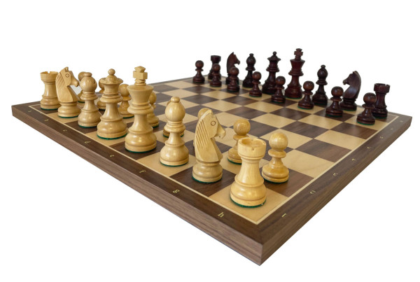 Schach-Set Pleasant 83, mit Schachbrett Ahorn und Nussbaumholz
