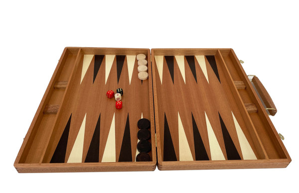Backgammon Koffer Mahagoniholz, 38 cm, Intarsie