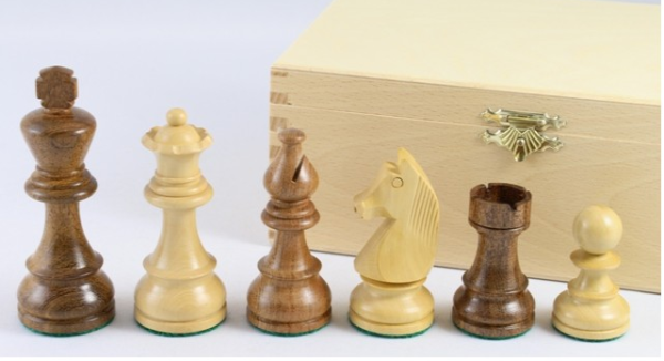 Schachfiguren aus Akazienholz und Buchsbaum 95 mm, Turniergröße