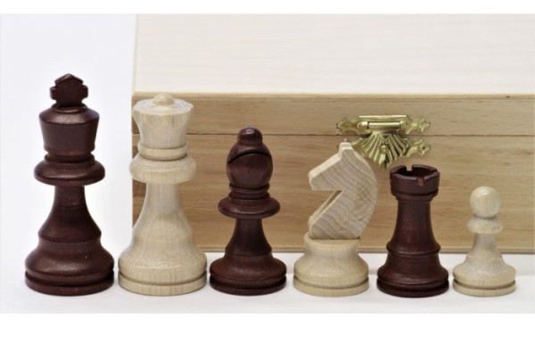 Schachfiguren Staunton braun Königshöhe 76 mm, im Holzkasten
