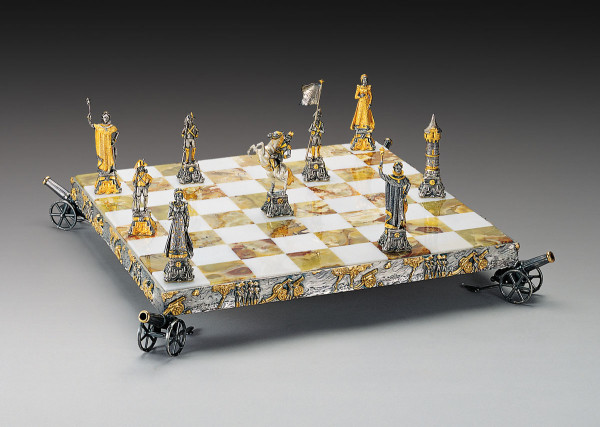Napoleon Schachset Schachfiguren mit Schachbrett, Handgefertigt