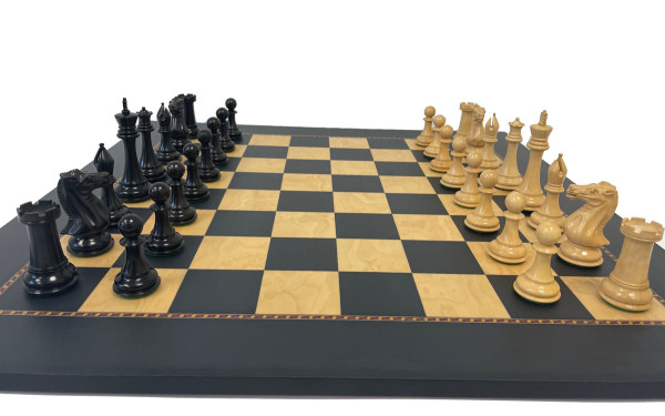 Top Tournament exklusive Schachfiguren Ebenholz und Buchsbaum, mit Schachbrett Koandio