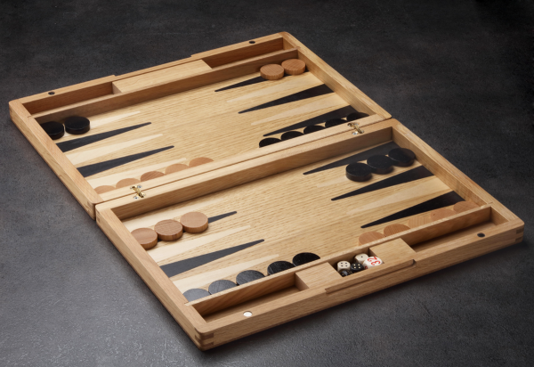 Backgammonkoffer Set in Roseneiche, mittel
