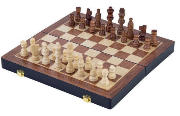 Schachkassette Schachfiguren Königshöhe 55 mm aus Holz braun und natur
