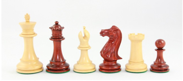 Schachfiguren Majestic, Padouk und Buchsbaum Königshöhe 76 mm