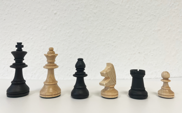 Schachfiguren Holz Buche/Esche, Königshöhe 72 mm, schwarz und natur