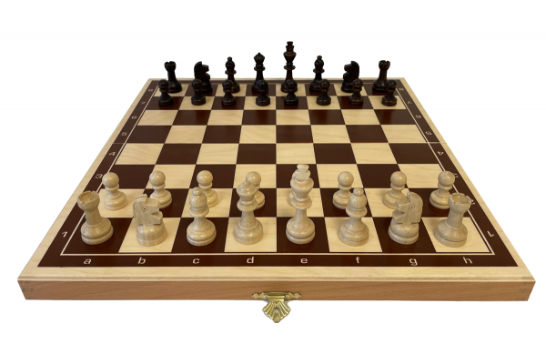 Hersteller-Abbildung des Produkts: Schachkassette Holz, Königshöhe 56 mm, mit Zahlen und Buchstaben