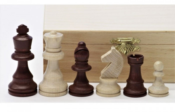 Hersteller-Abbildung des Produkts: Schachfiguren Staunton braun Königshöhe 76 mm, im Holzkasten