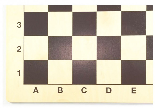 Hersteller-Abbildung des Produkts: Schachbrett aus Birkenholz, schwarz mit Zahlen und Buchstaben, 39x39cm