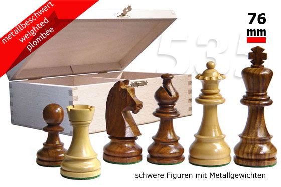 Hersteller-Abbildung des Produkts: Schachfiguren Königshöhe 76 mm, gewichtet, Akazie und Buchsbaum, EB 545